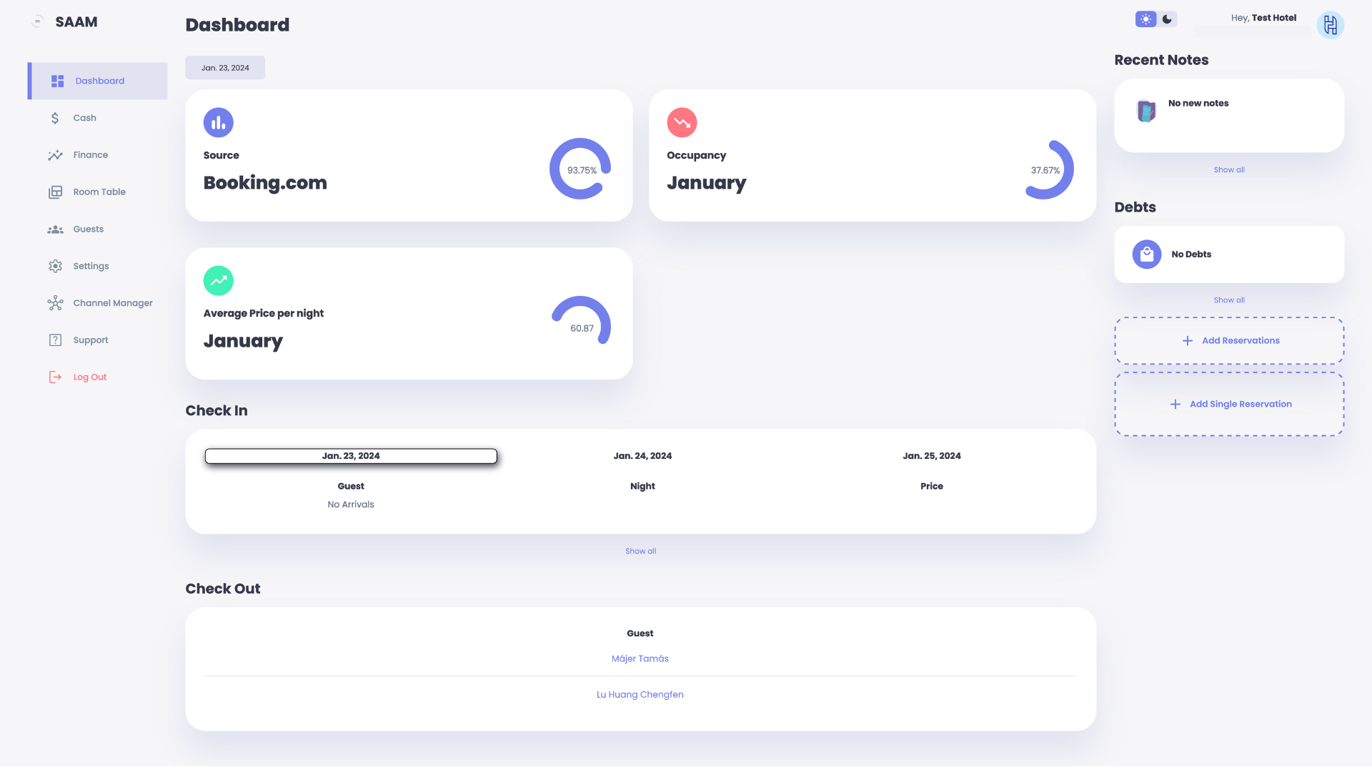 screenshot of SAAM PMS